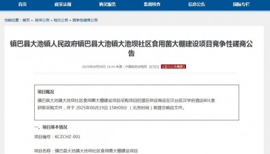 陜西鎮(zhèn)巴縣大池鎮(zhèn)大池壩社區(qū)食用菌大棚建設項目競爭性磋商公告